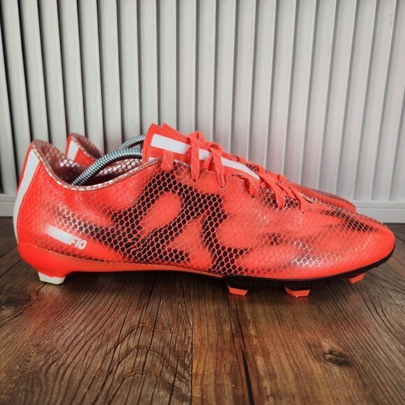 Adidas F10 FG Soccer Cleats Men Sz 13 Orange Athletic Football Boots Grass Field - Picture 1 of 10
